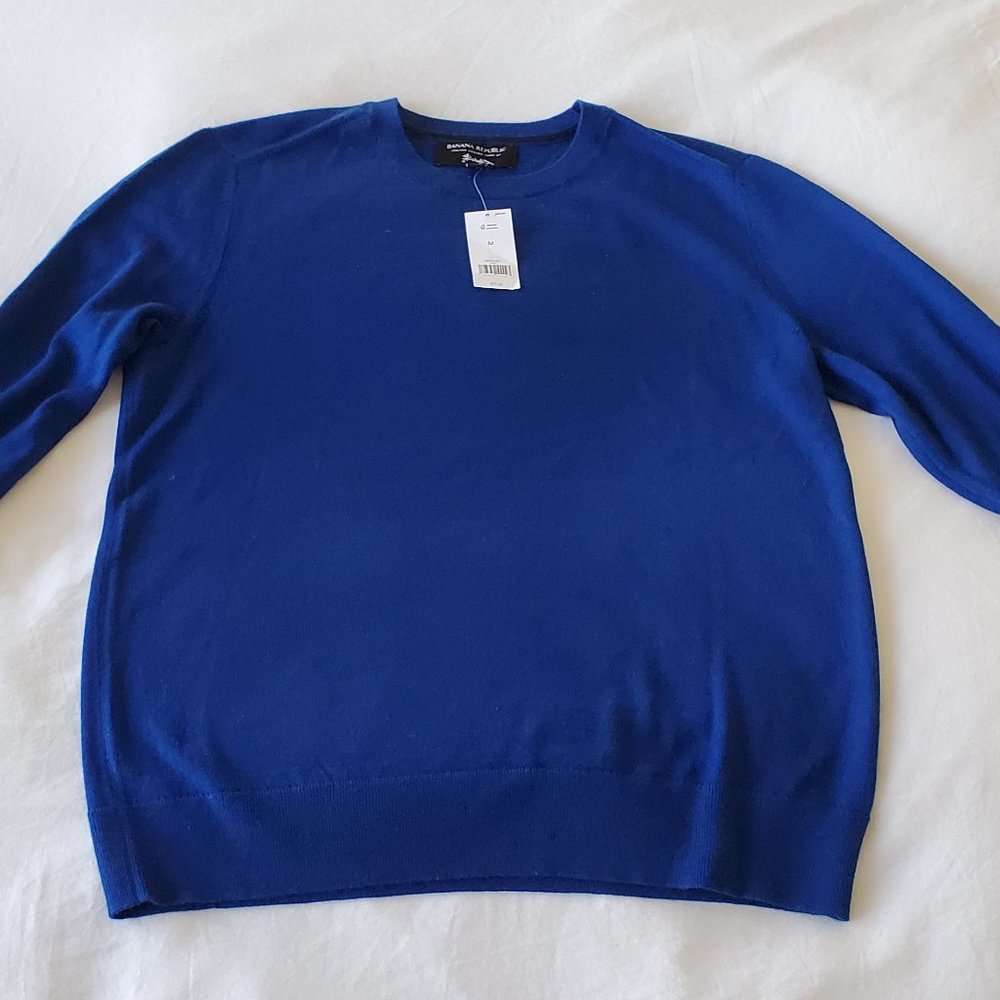New Banana Republic Italian Merino Sweater M Blue